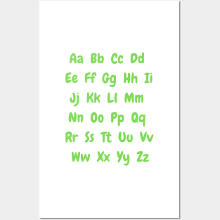 Green British english alphabet Posters and Art